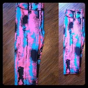 Fabletics Lrg Crop Pink, Green, & Black Leggings